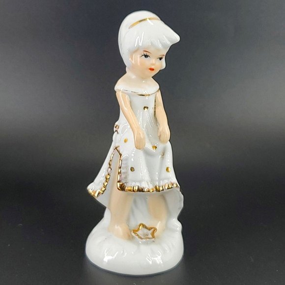 Capadimonte Italy Girl White/Gold Dress Figurine - Picture 1 of 6